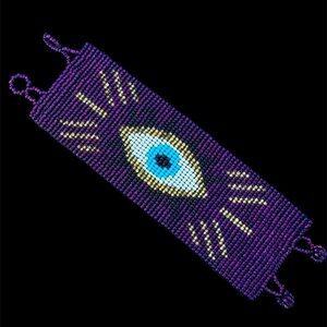Handmade Purple Beaded Evil Eye Bracelet